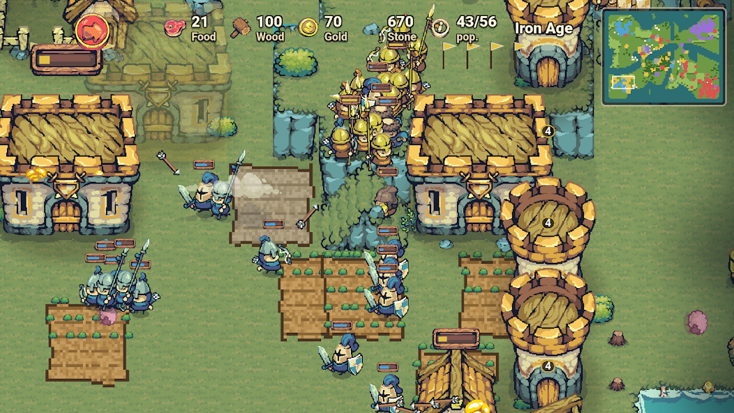 Tiny Empire gameplay: a village gathering resources